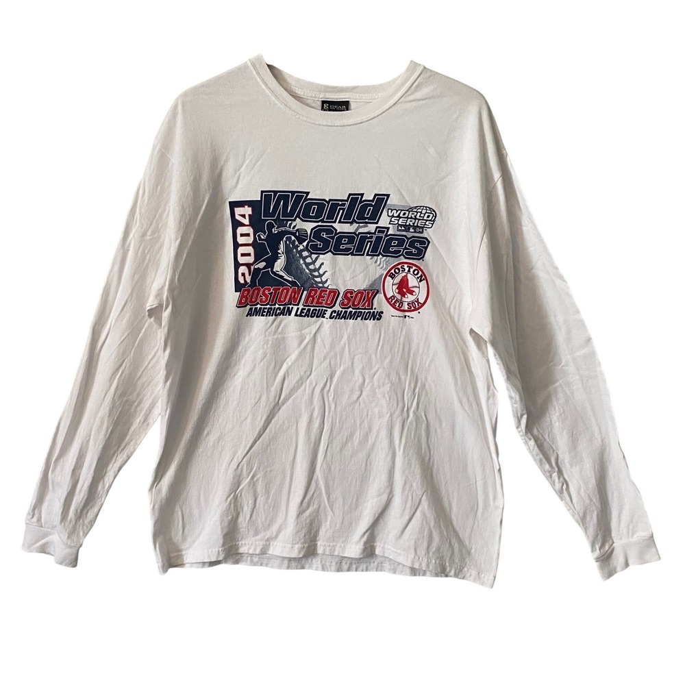 Vintage‎ 2004 Boston Red Sox World Series Champions Long Sleeve Shirt White XL